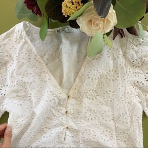 Zara TRF white die cut embroidered shirt